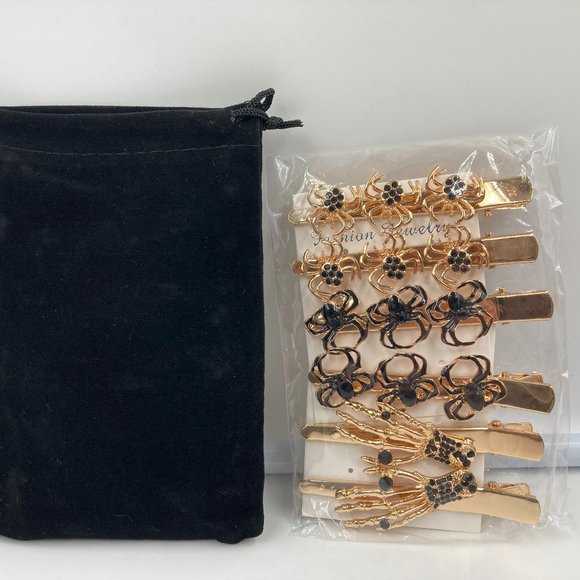 Heidkrueger 6 Piece Gold/Black Halloween Hair Clips - Picture 1 of 3